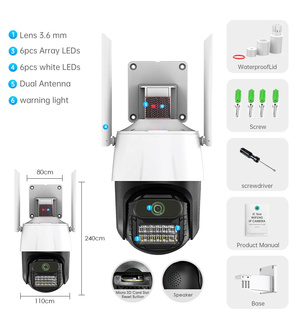 3MP Wifi Camera with Anti-theft Siren Alarm Outdoor PTZ