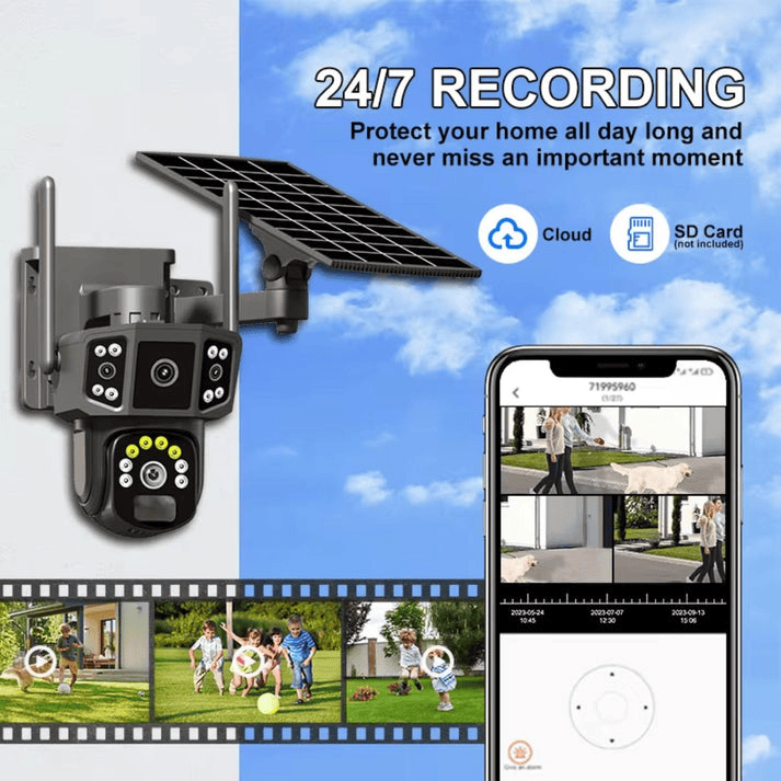 Triple Lens 4g Sim Enabled Solar Cctv Camera Low Price